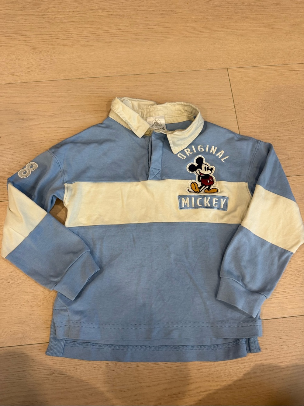 Kids’ Disney Mickey Light Blue and Cream V-Neck Rugby Shirt | Kids XS